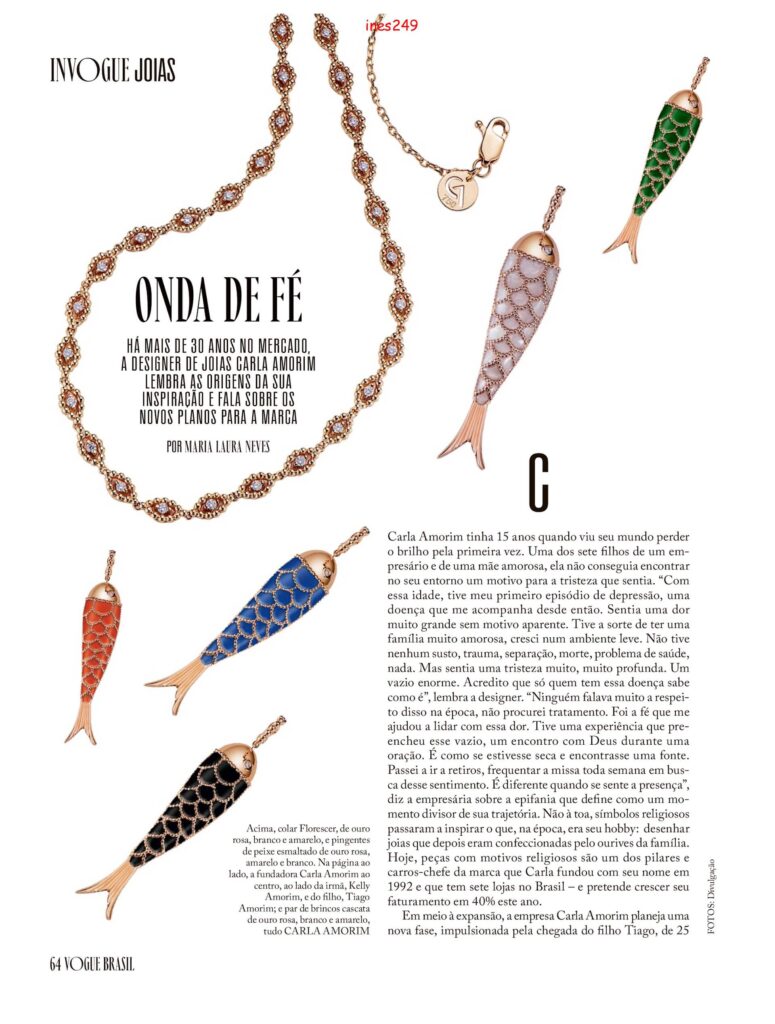 Designer de joias Carla Amorim - Reportagem Revista Vogue Brasil